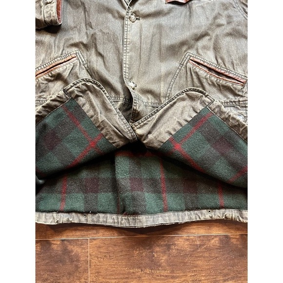 Vintage Willis & Geiger Wool Lined Hunting Chore Pocket Leather Trim Jacket L - Picture 7 of 13